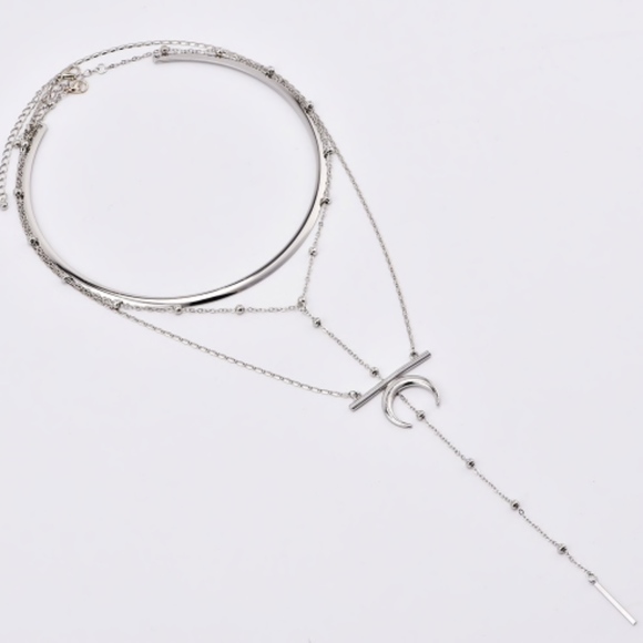 🎀 HORN NECKLACE DANGLE DROP BOHO BOHEMIAN GYPSY LAYER MOOD CHAIN LONG HORN LOOK - Picture 2 of 8